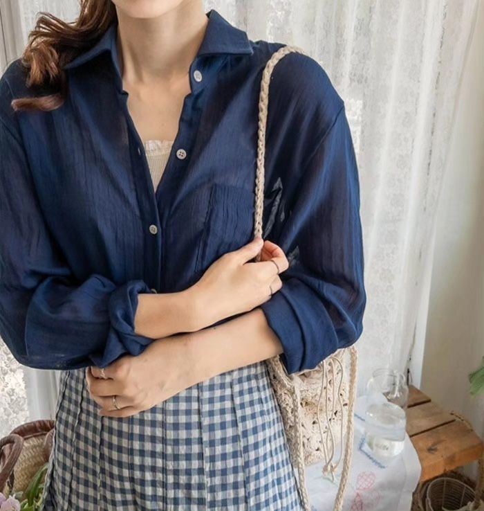 FRILL-T韓國直郵㊣東大門實拍女裝新品推薦人氣襯衫蕾絲衫FRILL-T襯衫/蕾絲衫