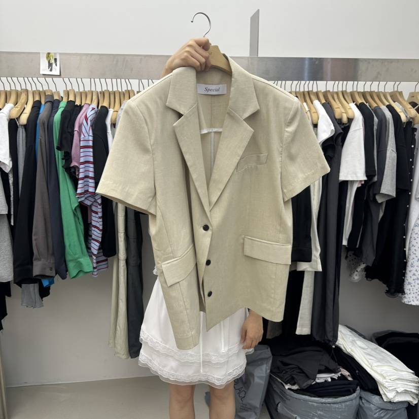 SPECIAL韓國㊣直郵東大門代購女裝新品休閑25春夏夾克亞麻寬松SPECIAL夾克
