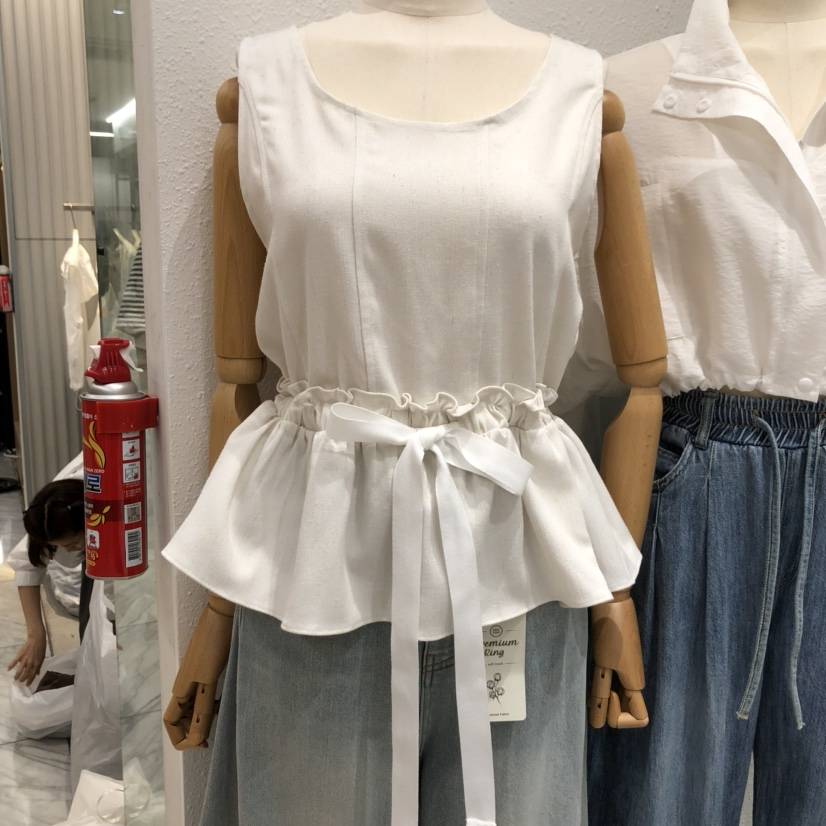 ALMOND PEPE韓國㊣直郵東大門代購女裝新品休閑吊帶背心亞麻ALMOND PEPE吊帶/背心