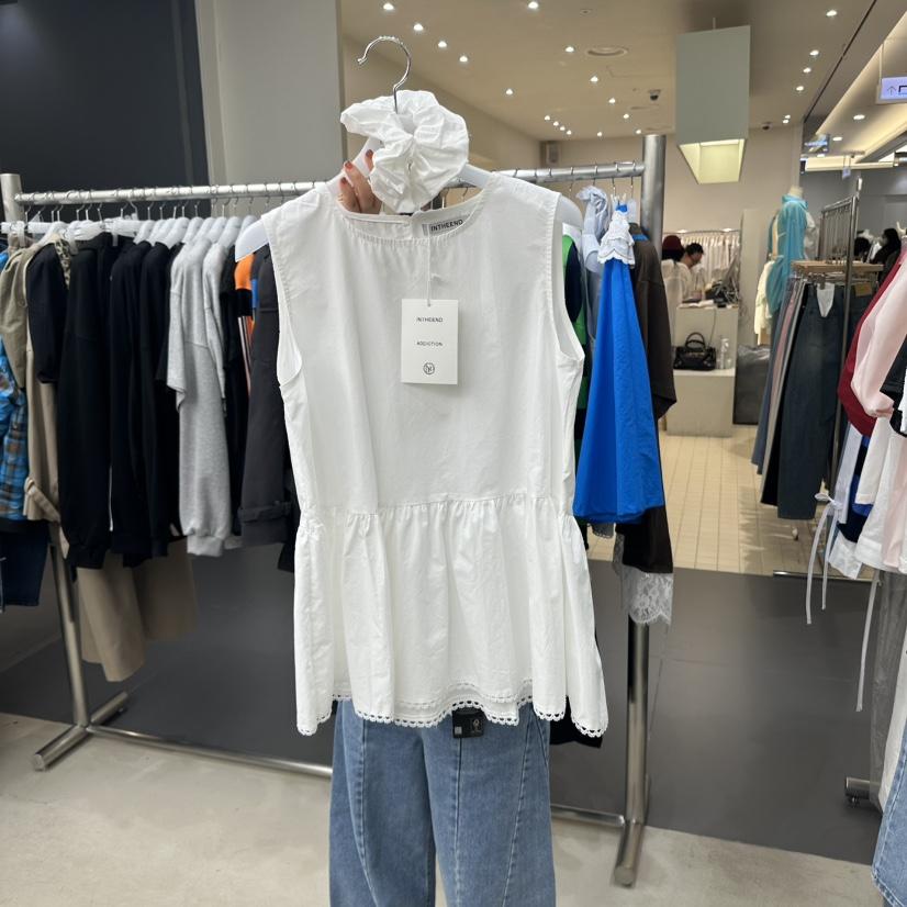 INTHEEND韓國直郵㊣東大門實拍女裝新品時尚吊帶背心含頭飾蕾絲INTHEEND吊帶/背心