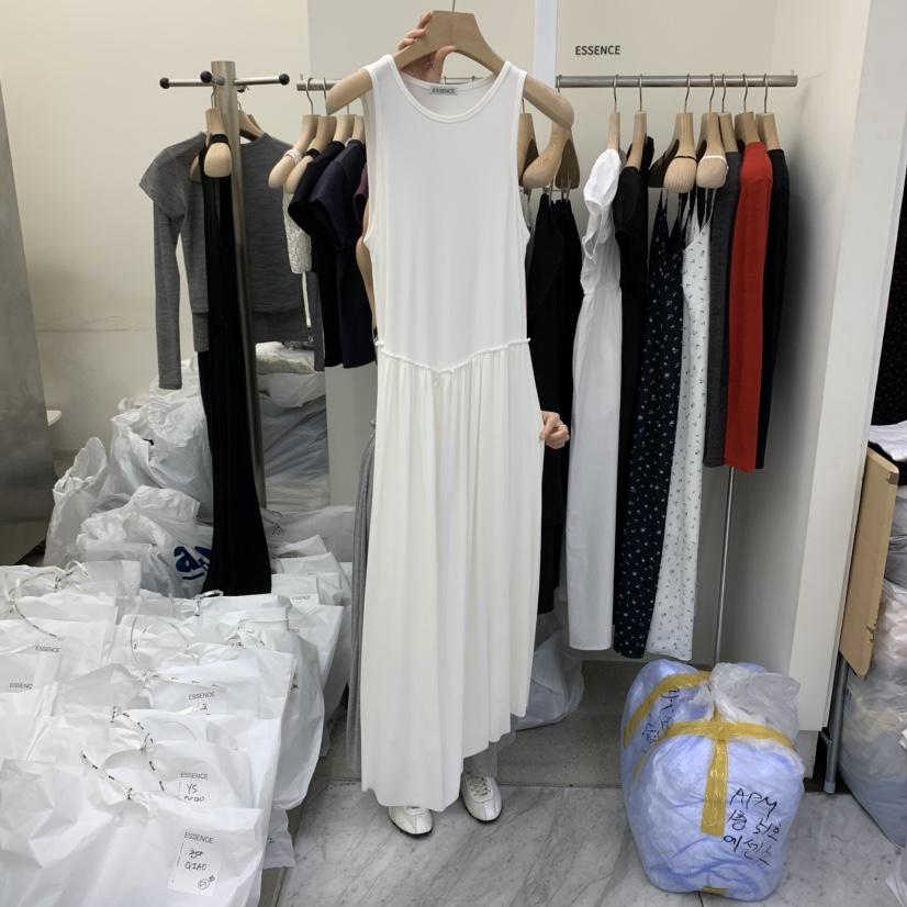 ESSENCE韓國㊣直郵東大門代購女裝新款人氣休閑連衣裙超長褶皺ESSENCE連衣裙