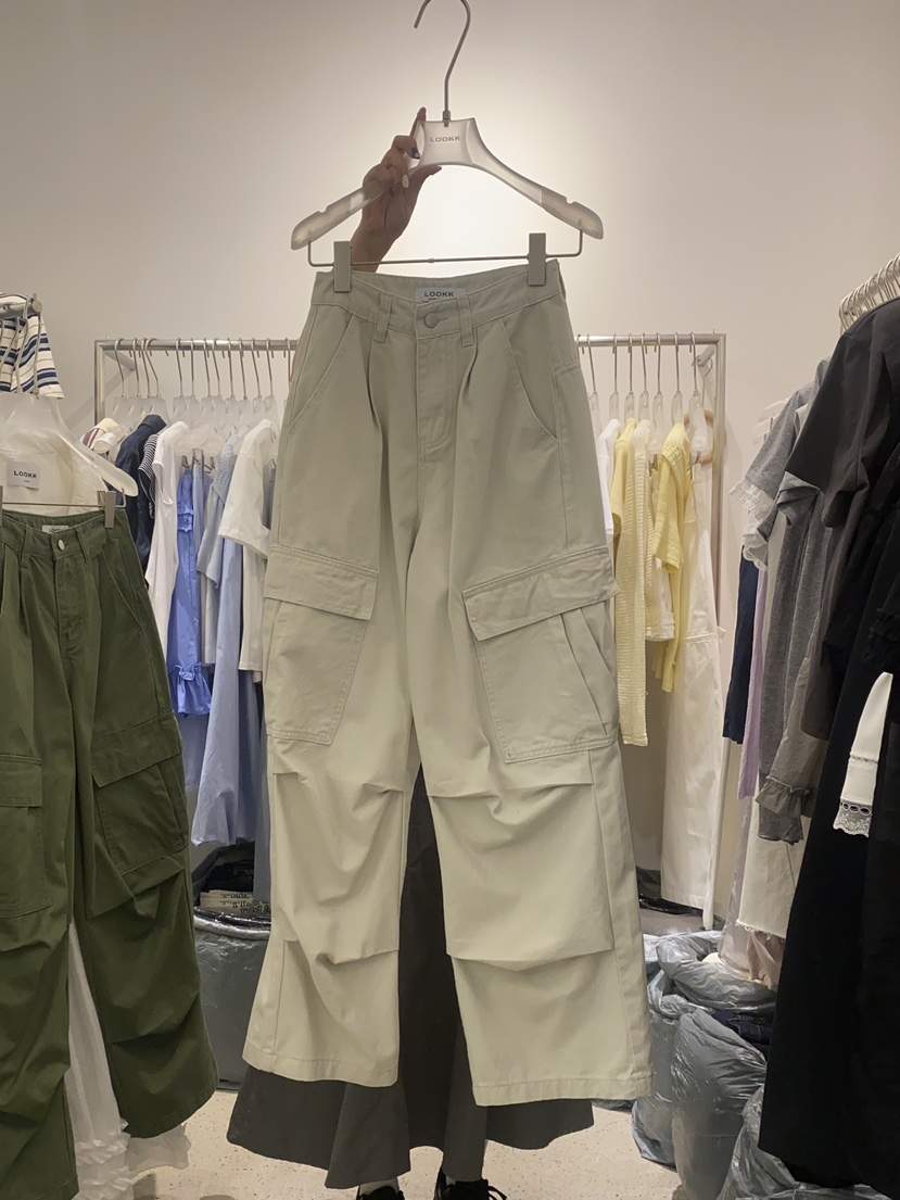 LOOKK直郵韓國代購㊣女裝新品推薦休閑時尚熱賣25春夏休閑褲口袋LOOKK休閑褲