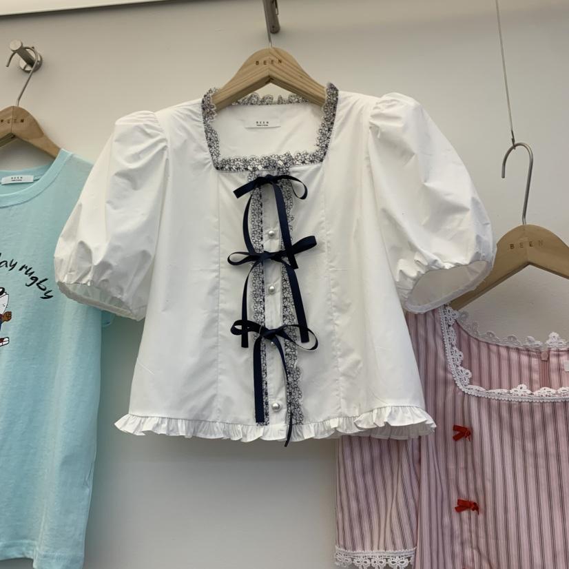 BEEN-A直郵韓國代購㊣女裝新品人氣25春夏推薦熱賣襯衫蕾絲衫BEEN-A襯衫/蕾絲衫