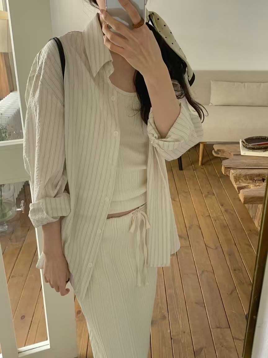 NAM.2韓國直郵㊣東大門實拍女裝新款休閑推薦時尚襯衫蕾絲衫EDINBURGH襯衫/蕾絲衫