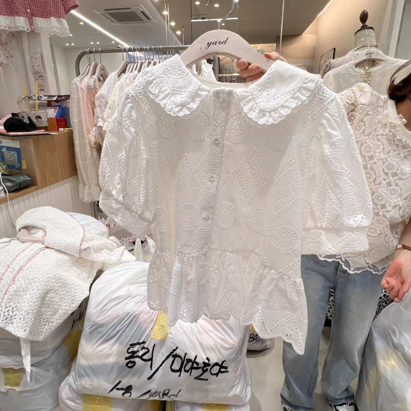 YARD韓國直郵㊣女裝新品人氣時尚熱賣休閑推薦25春夏襯衫蕾絲衫YARD襯衫/蕾絲衫