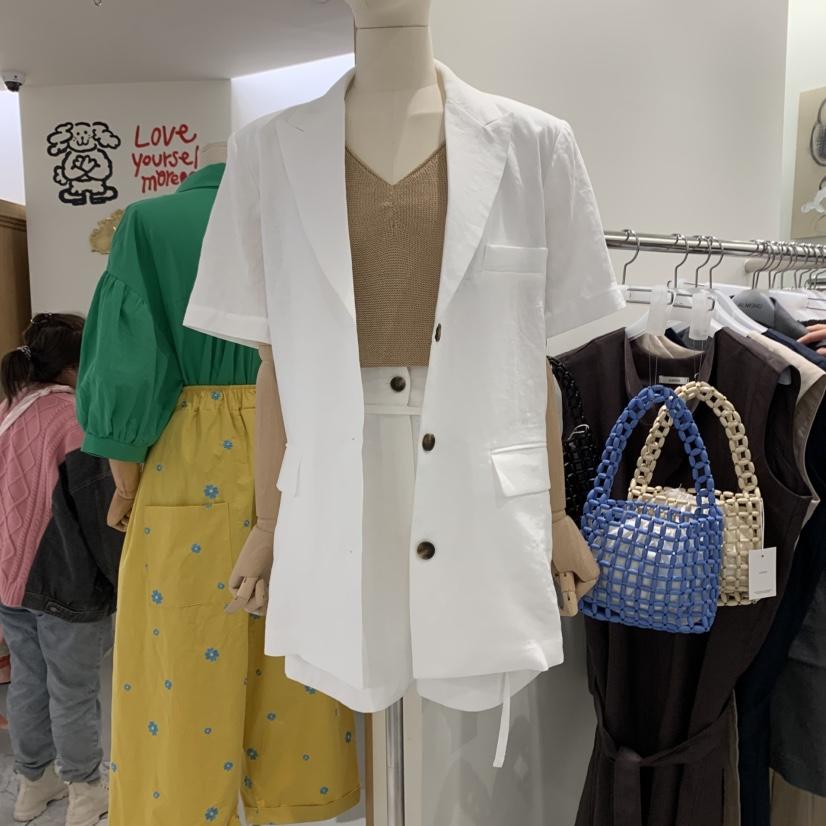 ALMOND韓國直郵㊣東大門實拍女裝新品時尚人氣推薦夾克亞麻ALMOND夾克