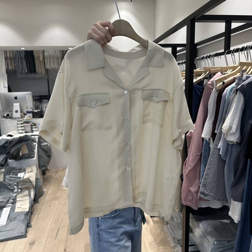 BRUNI/RICOTTA韓國直郵㊣女裝新品熱賣時尚襯衫蕾絲衫口袋BRUNI/RICOTTA襯衫/蕾絲衫