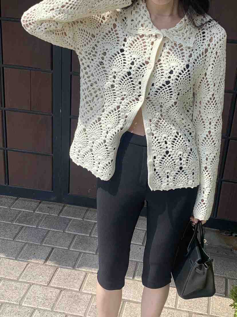 LOGARDEN韓國㊣直郵東大門代購女裝新款25春夏針織衫鉤針編織手工LO GARDEN針織衫