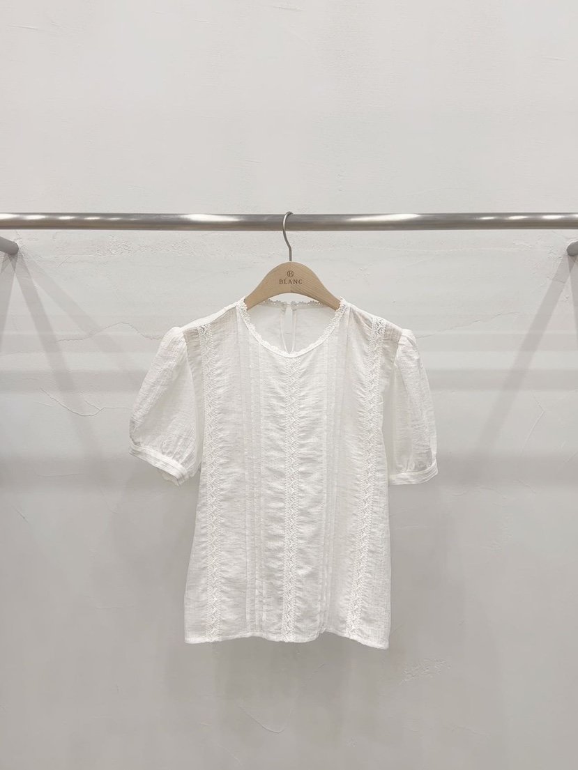 BLANC-A直郵韓國代購㊣女裝新款25春夏人氣襯衫蕾絲衫蕾絲BLANC-A襯衫/蕾絲衫