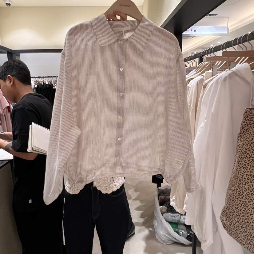SELF SERVICE韓國直郵㊣女裝新品熱賣人氣推薦襯衫蕾絲衫亞麻SELF SERVICE襯衫/蕾絲衫