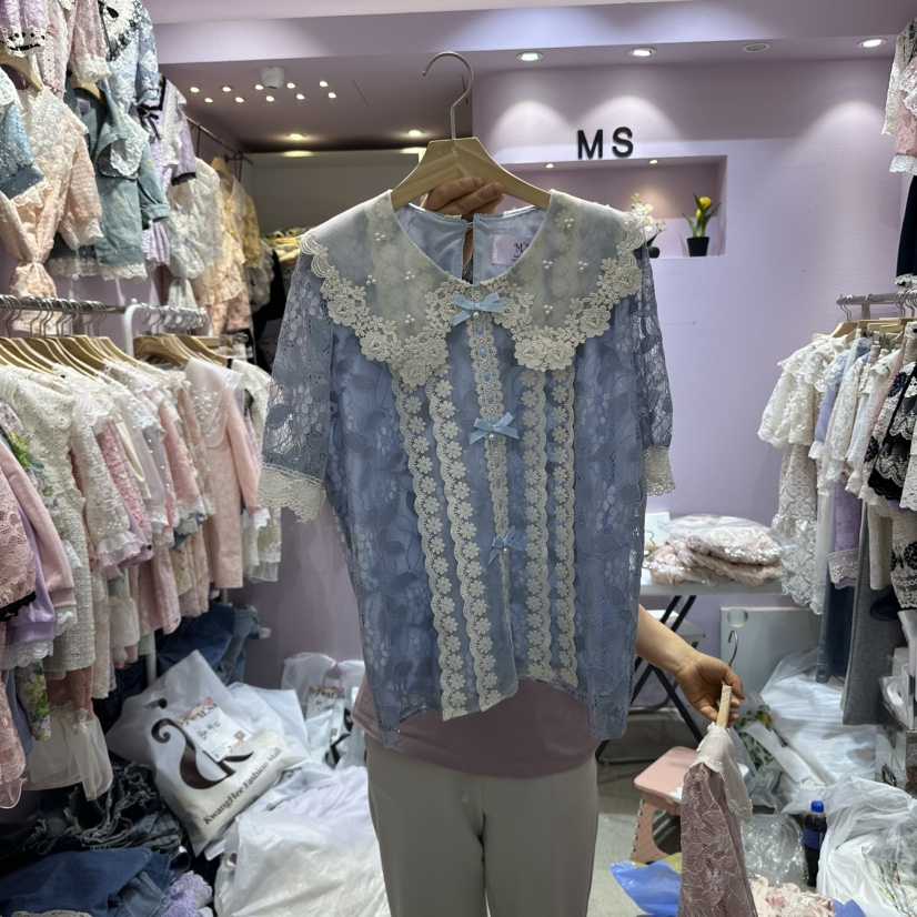 MS直郵韓國代購㊣女裝新品人氣時尚休閑25春夏熱賣襯衫蕾絲衫MS襯衫/蕾絲衫