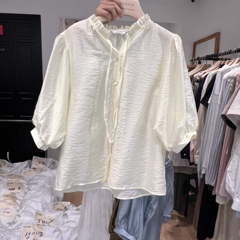 VENIR-a韓國直郵㊣女裝新品25春夏時尚休閑人氣襯衫蕾絲衫VENIR-a襯衫/蕾絲衫