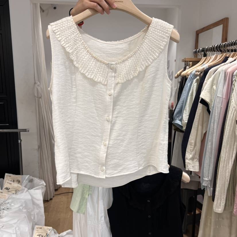 VENIR-a直郵韓國代購㊣女裝新品25春夏休閑推薦襯衫蕾絲衫VENIR-a襯衫/蕾絲衫