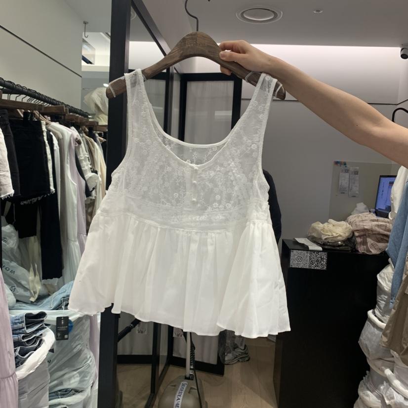 LOVE PULL直郵韓國代購㊣女裝新款人氣熱賣時尚吊帶背心刺繡LOVE PULL吊帶/背心