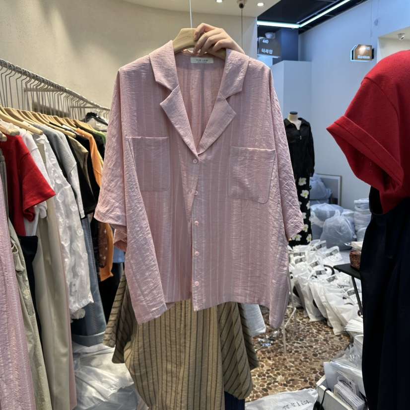 THE LINE-Q韓國㊣直郵東大門代購女裝新款25春夏襯衫蕾絲衫THE LINE-q襯衫/蕾絲衫