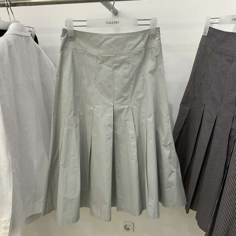 GALLERY-P韓國㊣直郵東大門代購女裝新品人氣長裙格紋褶皺GALLERY長裙