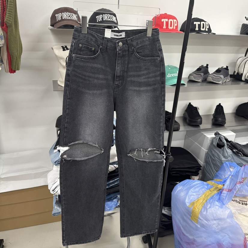 TOPDRESSING韓國㊣直郵東大門代購女裝新品時尚熱賣休閑牛仔褲TOPDRESSING牛仔褲