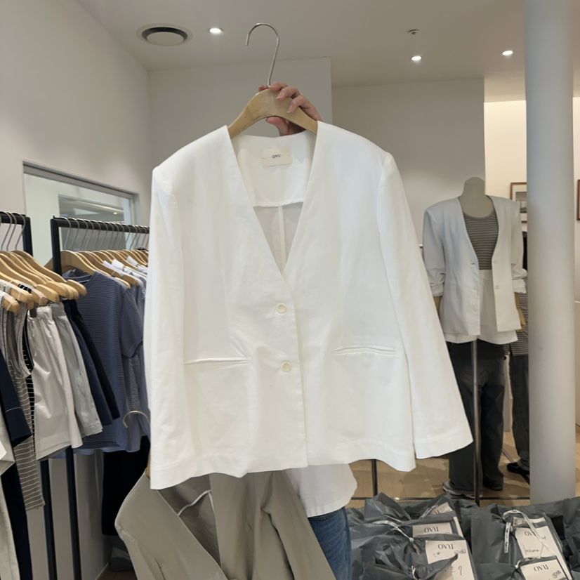 OVU直郵韓國代購㊣女裝新品推薦熱賣時尚休閑25春夏夾克亞麻OVU夾克