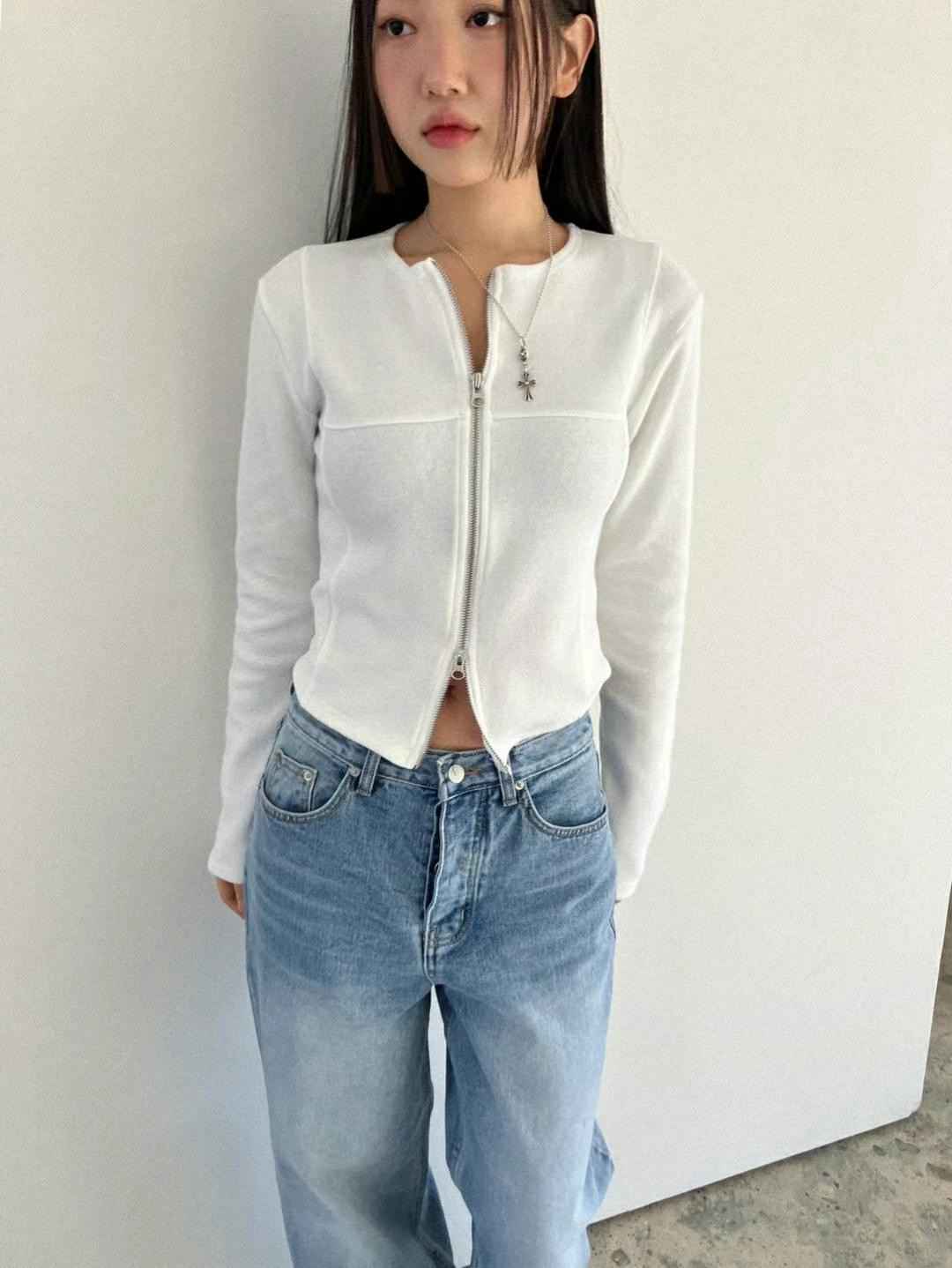 REGULAR韓國㊣直郵東大門代購女裝新品休閑25春夏針織衫拉鏈REGULAR針織衫