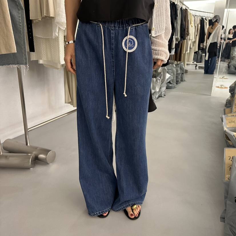 DOUBLE STANDARD/LE SMOKING/MAISONSTAFF韓國直郵㊣女裝新品推薦牛仔褲含腰繩MAISONSTAFF/DOUBLE STANDARD牛仔褲