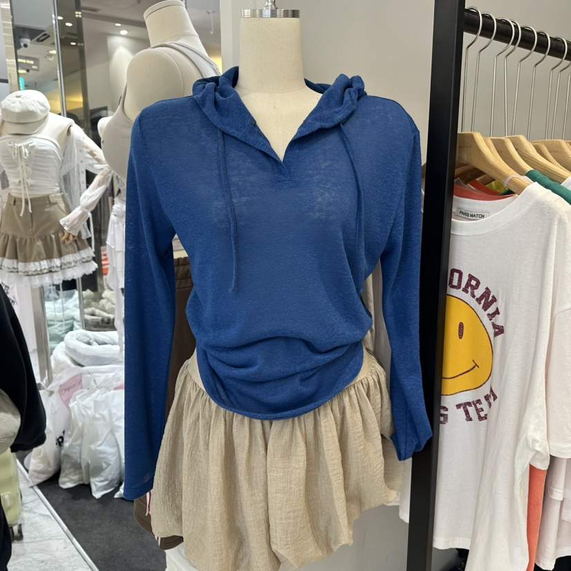 PARIS MATCH韓國直郵㊣東大門實拍女裝新品25春夏衛衣連帽衫亞麻PARIS MATCH衛衣