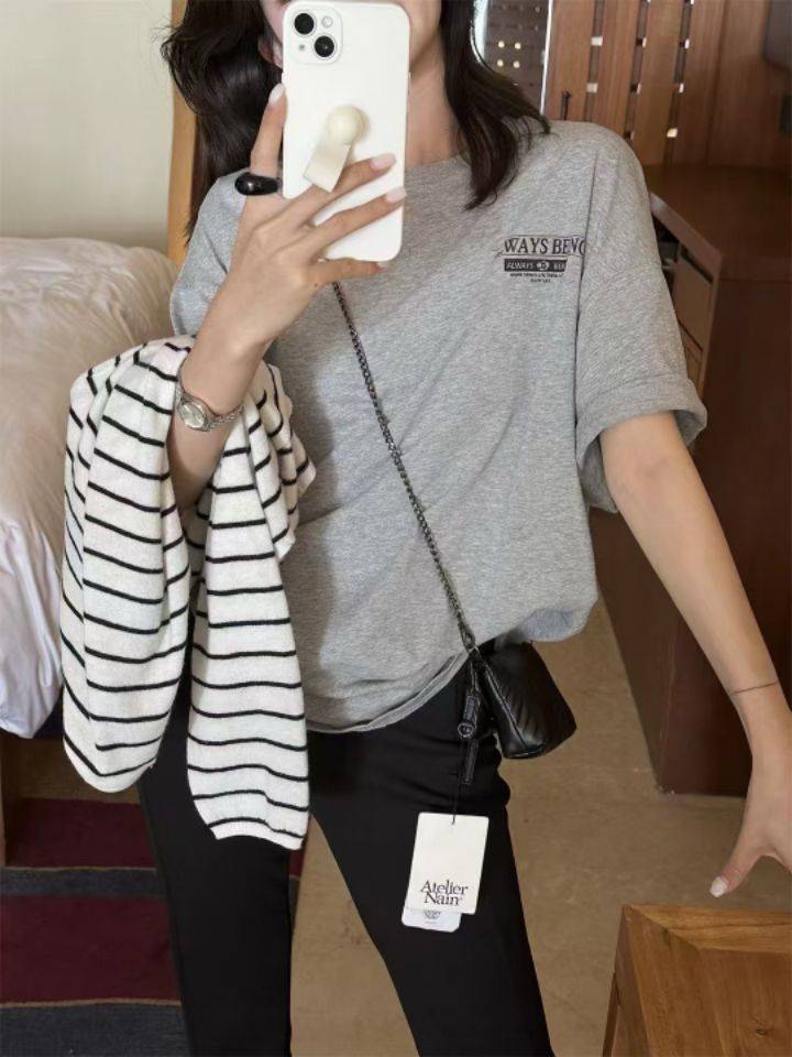 STAY HERE韓國直郵㊣東大門實拍女裝新品25春夏推薦時尚T恤STAY HERET恤