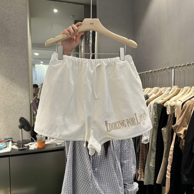 AMOEBA韓國㊣直郵東大門代購女裝新品時尚25春夏人氣短褲刺繡AMOEBA短褲