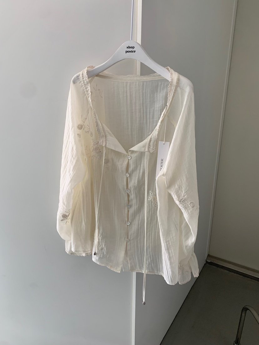 SHOP POSTER直郵韓國代購㊣女裝新款推薦時尚25春夏襯衫蕾絲衫SHOP_POSTER襯衫/蕾絲衫