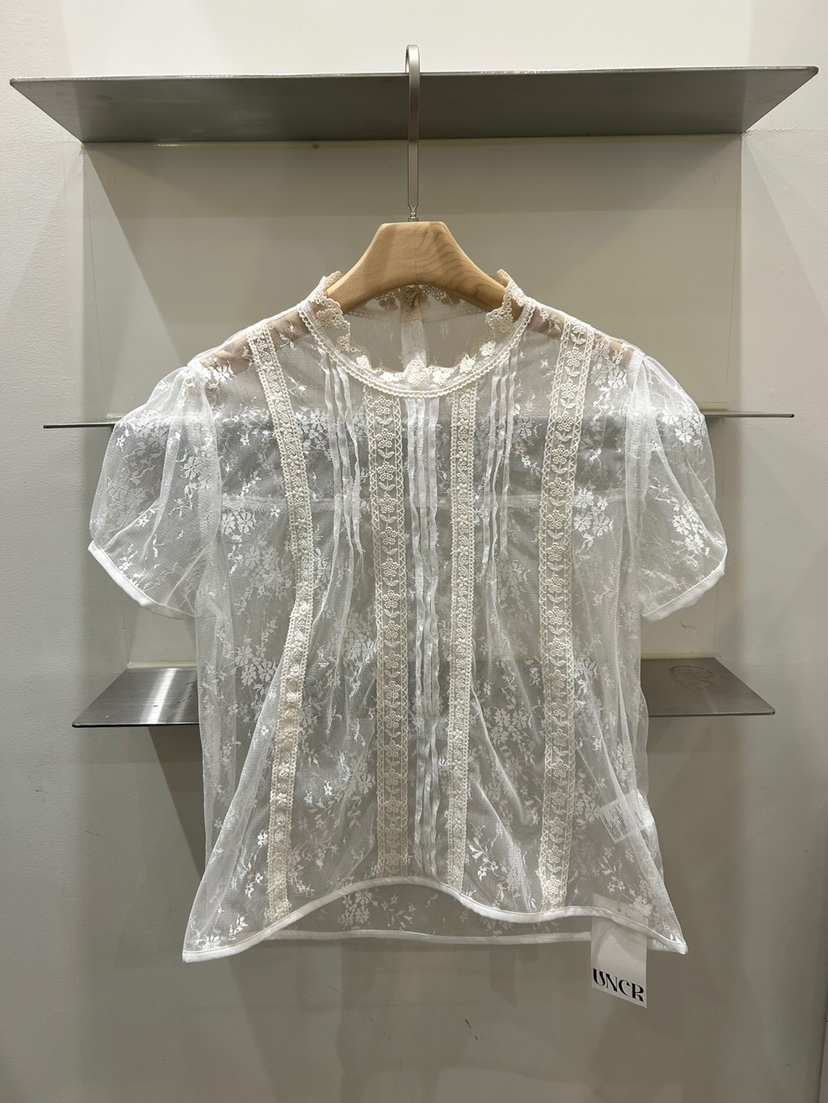 UNCOVER韓國㊣直郵東大門代購女裝新品人氣25春夏襯衫蕾絲衫蕾絲UNCOVER襯衫/蕾絲衫