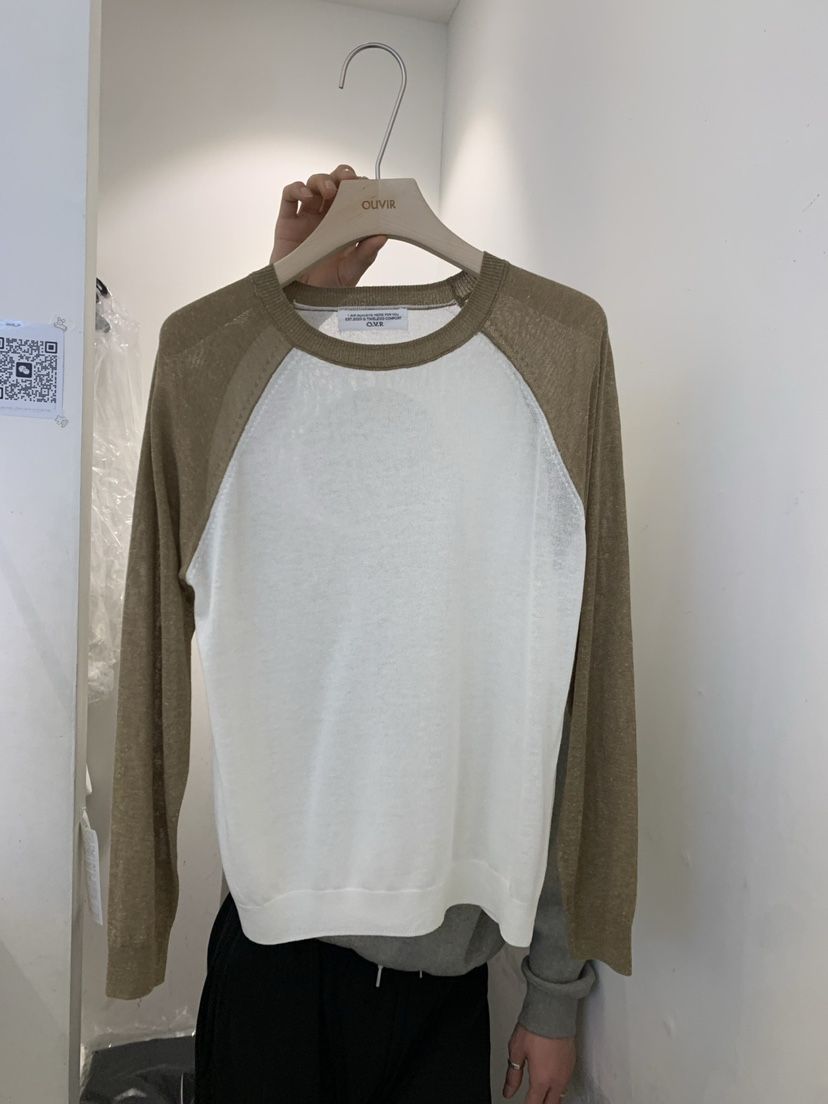 OUVIR直郵韓國代購㊣女裝新品25春夏時尚休閑推薦長袖T恤亞麻O.V.R/OUVIR長袖T恤
