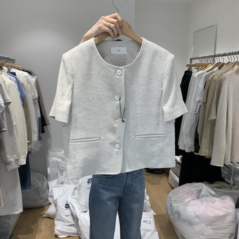 OUR-A直郵韓國代購㊣女裝新款25春夏休閑熱賣推薦夾克亞麻布OUR-A夾克