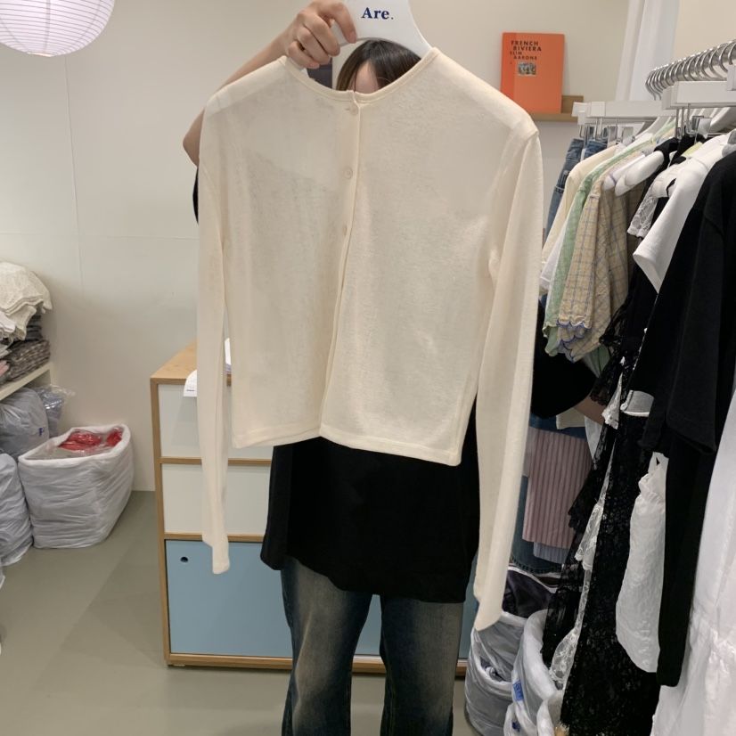ARE韓國直郵㊣女裝新品推薦人氣熱賣長袖T恤不含內搭亞麻布ARE YOU/ARE長袖T恤