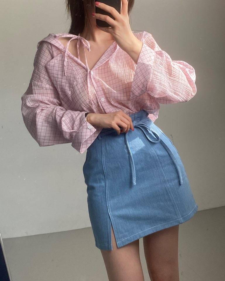JENNIE直郵韓國代購㊣女裝新品推薦時尚熱賣休閑襯衫蕾絲衫JENNIE/VENEFIT襯衫/蕾絲衫