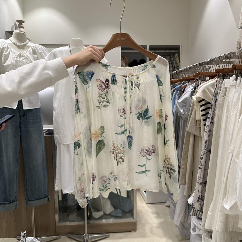 MELO韓國直郵㊣女裝新款休閑時尚推薦熱賣人氣襯衫蕾絲衫透明MELO襯衫/蕾絲衫