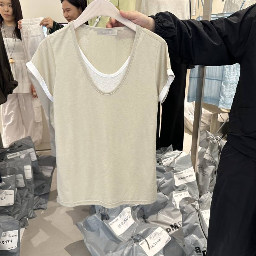 MENTOR韓國直郵㊣東大門實拍女裝新品推薦熱賣T恤含小包雙層MENTORT恤
