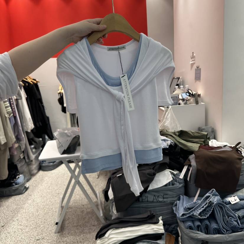 ATPZ韓國直郵㊣女裝新品時尚25春夏休閑推薦熱賣人氣吊帶背心ATTENTION PLEAES吊帶/背心