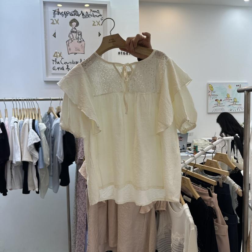 ABLESTUDIO韓國直郵㊣女裝新品25春夏人氣襯衫蕾絲衫荷葉邊ABLE STUDIO襯衫/蕾絲衫