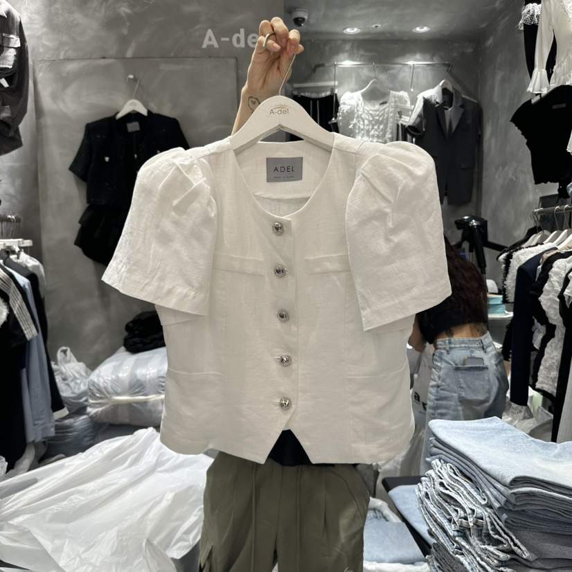 A-DEL韓國直郵㊣東大門實拍女裝新品25春夏推薦人氣夾克亞麻A-DEL夾克
