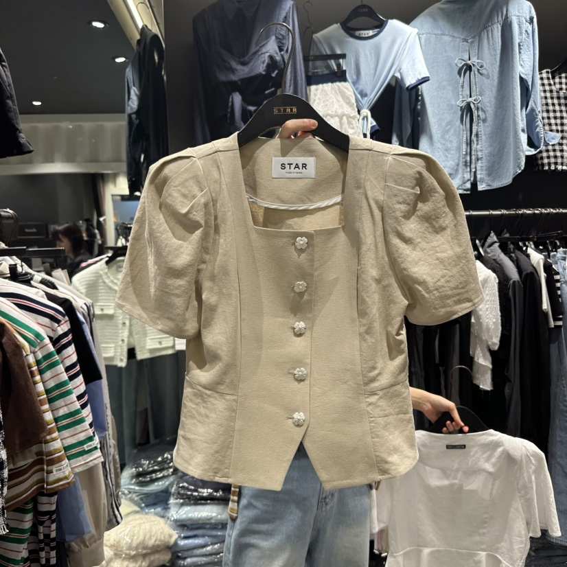 STAR-L韓國㊣直郵東大門代購女裝新品時尚休閑25春夏襯衫蕾絲衫STAR-L襯衫/蕾絲衫