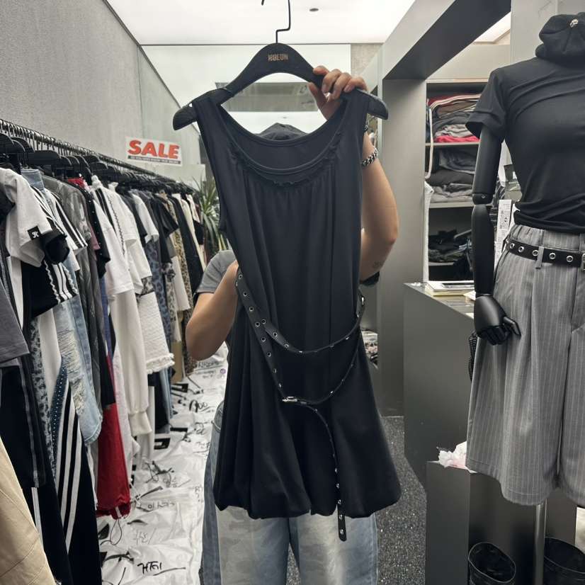 NUEUN韓國㊣直郵東大門代購女裝新品人氣休閑熱賣連衣裙含腰帶NUEUN/SEEOT連衣裙
