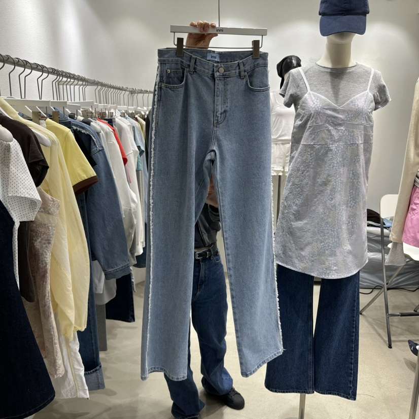 INNI韓國㊣直郵東大門代購女裝新品休閑熱賣推薦牛仔褲流蘇inni牛仔褲