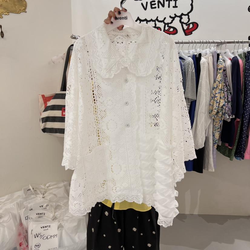 VENTI韓國㊣直郵東大門代購女裝新款25春夏人氣襯衫蕾絲衫蕾絲VENTI襯衫/蕾絲衫