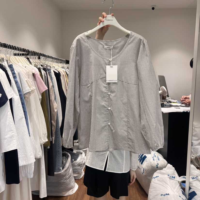GABRIELLE韓國直郵㊣女裝新品25春夏休閑推薦時尚襯衫蕾絲衫GABRIELLE襯衫/蕾絲衫
