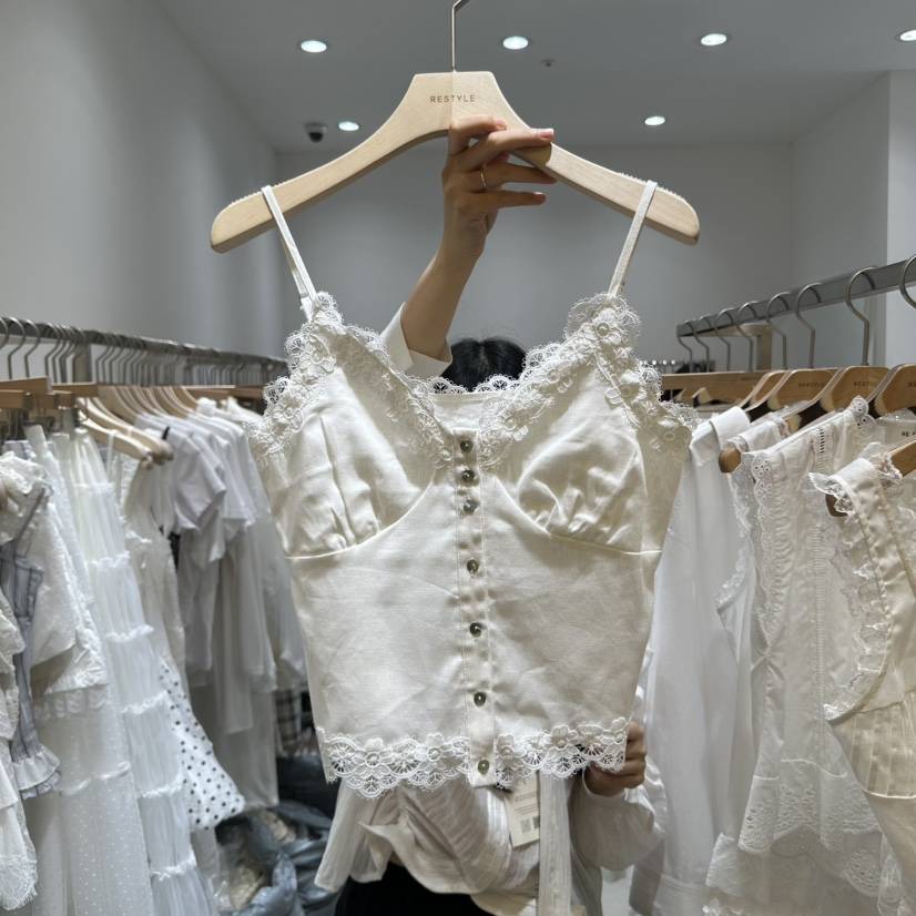 RE STYLE-Q韓國㊣直郵東大門代購女裝新品熱賣吊帶背心亞麻RE STYLE吊帶/背心