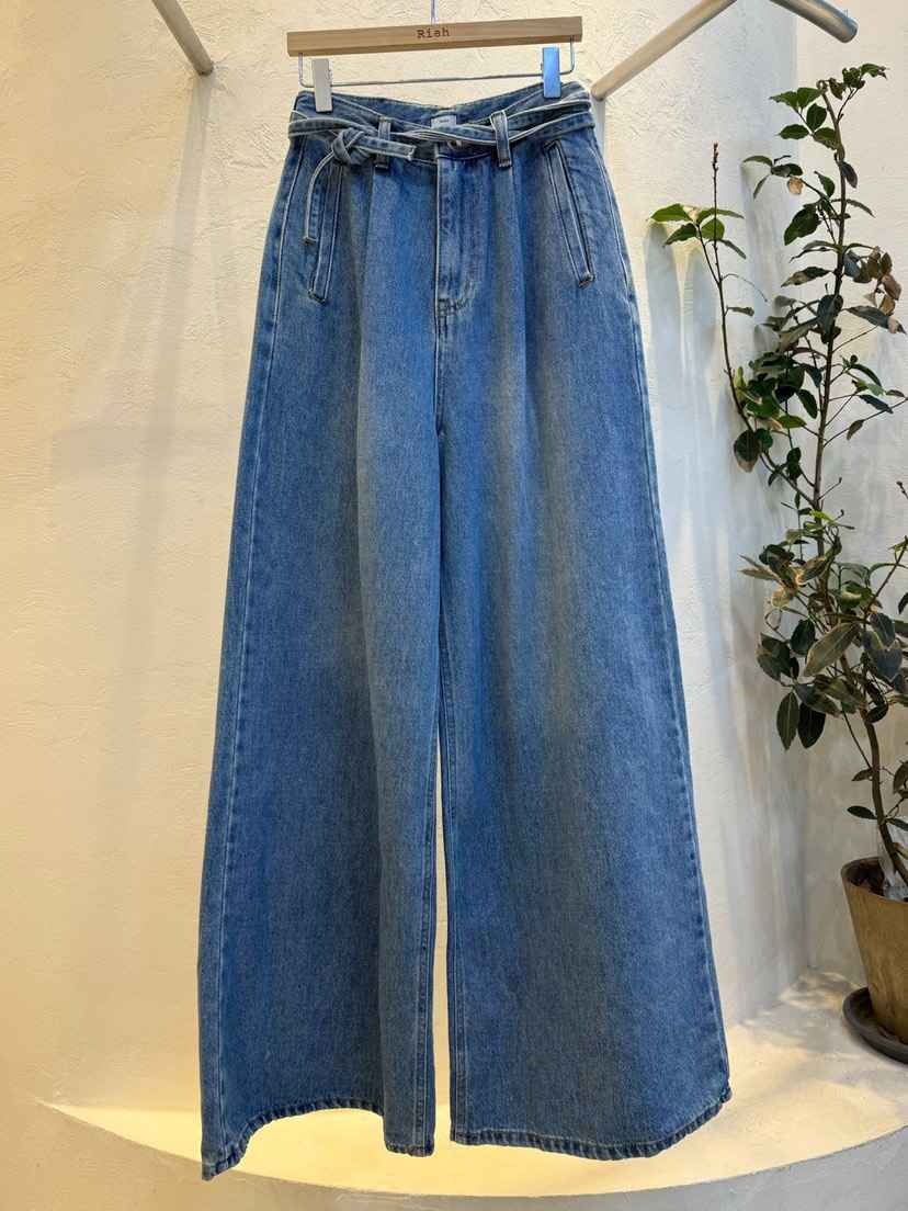 RIAH直郵韓國代購㊣女裝新品推薦時尚25春夏牛仔褲含腰帶打折RIAH牛仔褲