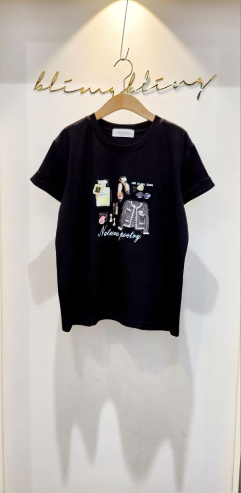 BLING BLING-S韓國㊣直郵東大門代購女裝新品25春夏T恤粗花呢BLING BLING-ST恤