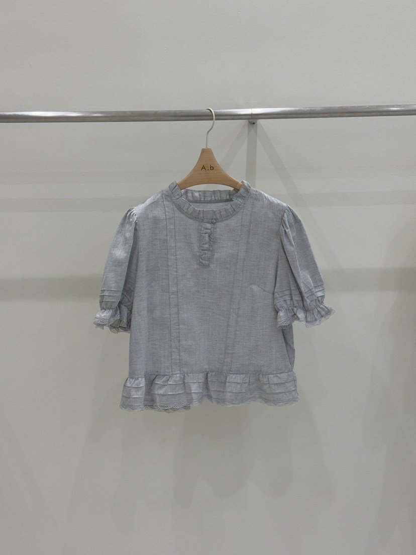 AUTUMN BEIGE PLUS直郵韓國代購㊣女裝新款25春夏襯衫蕾絲衫A.b/AUTUMN BEIGE襯衫/蕾絲衫