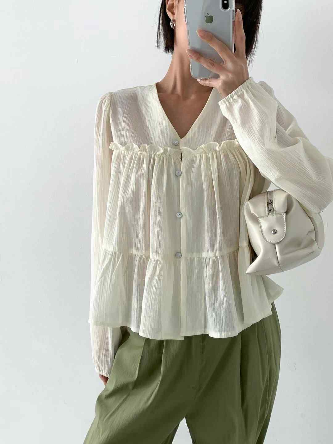 ALICE S CLOSET直郵韓國代購㊣女裝新款推薦25春夏襯衫蕾絲衫ALICE S CLOSET襯衫/蕾絲衫