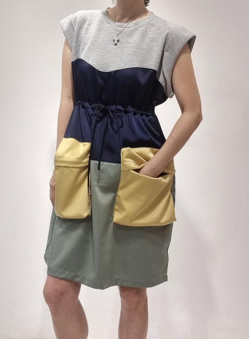 NEOUL韓國直郵㊣東大門實拍女裝新品推薦休閑25春夏時尚連衣裙NEOUL/ahin雙領標簽連衣裙