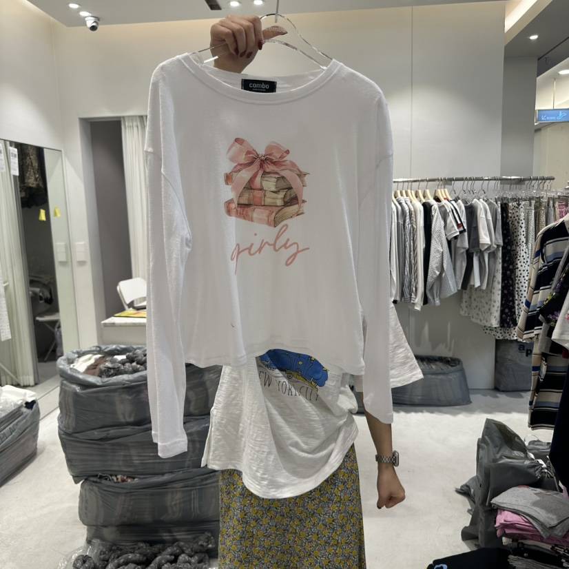 COMBO韓國直郵㊣女裝新品25春夏熱賣推薦時尚人氣休閑長袖T恤COM_BO長袖T恤